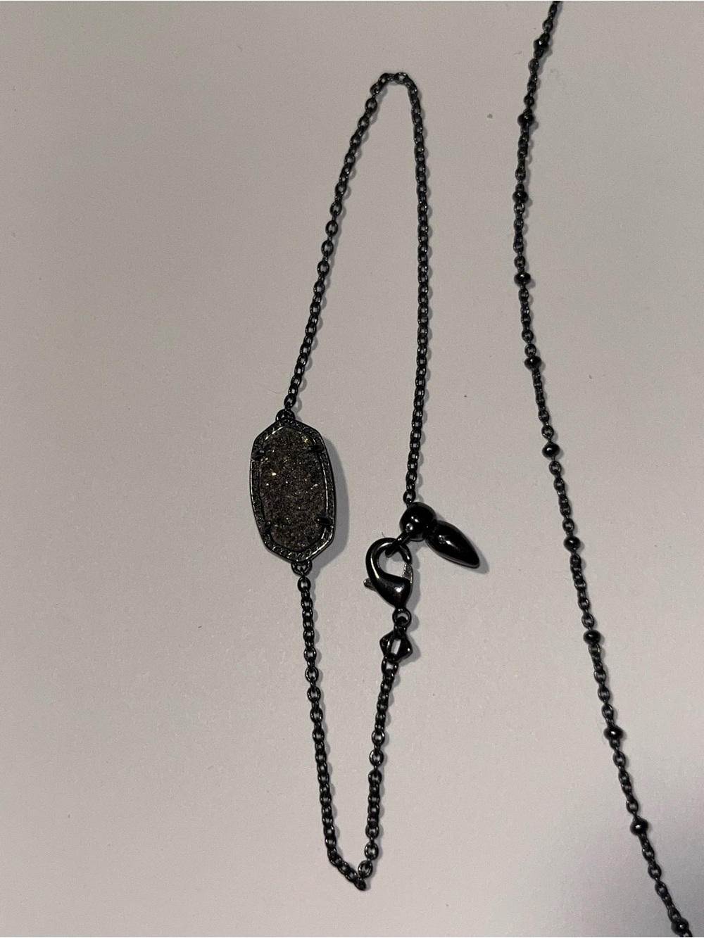 Kendra Scott Black and Gunmetal Druzy Pendant Necklace and Bracelet Set - Picture 3 of 4